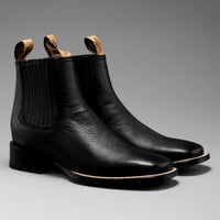 Joe Boots Men”s VS370 Classic Leather Square Toe Ankle Boot–Black - OriginalWestern.com