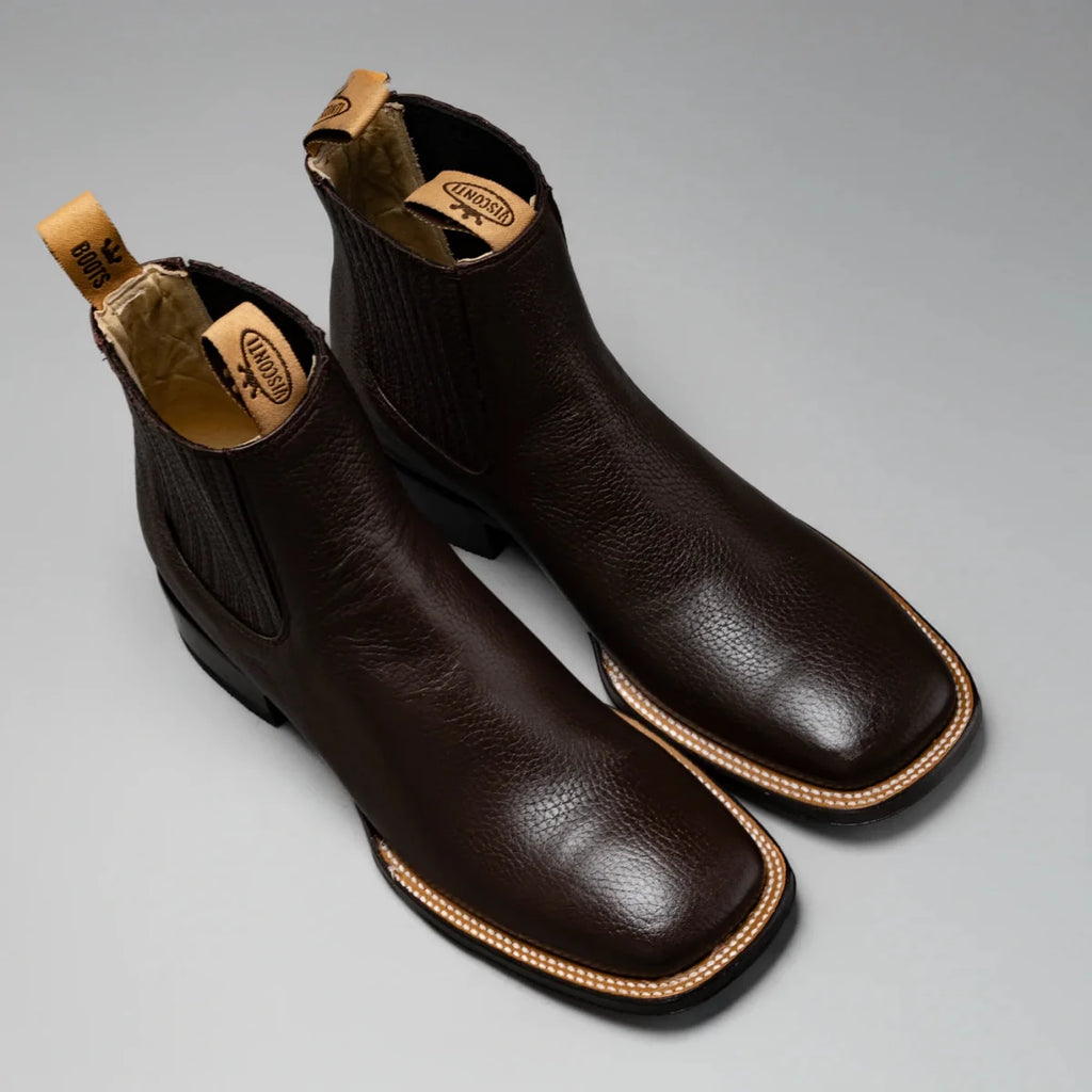 Joe Boots Men”s VS370 Classic Leather Square Toe Ankle Boot–Brown - OriginalWestern.com