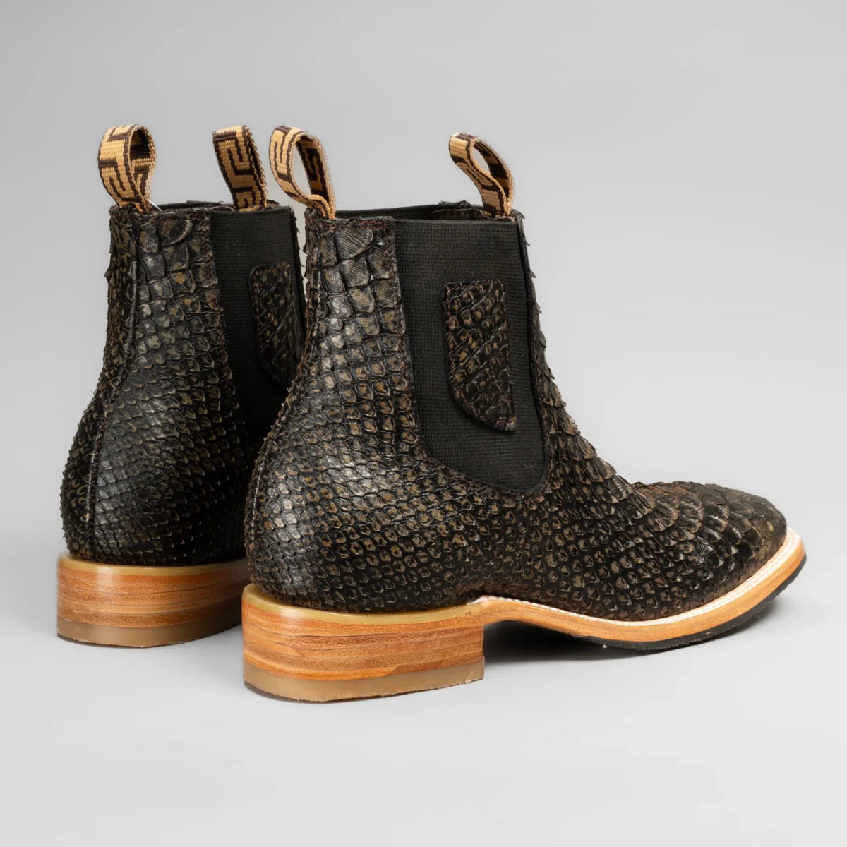 Joe Boots Phyton Snakeskin Print Square Toe Ankle Western Boots – Gold - OriginalWestern.com