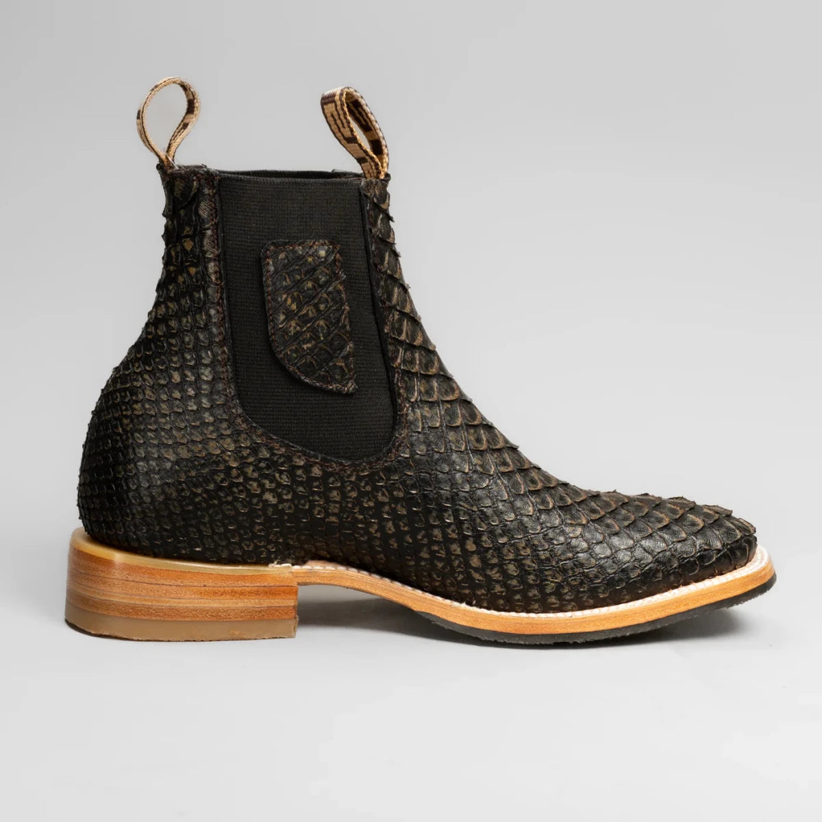 Joe Boots Phyton Snakeskin Print Square Toe Ankle Western Boots – Gold - OriginalWestern.com