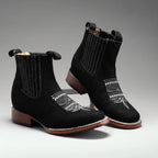 Joe Boots Women”s 723 Nobuck Square Toe Ankle Boots - Black - OriginalWestern.com