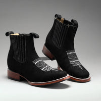 Joe Boots Women”s 723 Nobuck Square Toe Ankle Boots - Black - OriginalWestern.com