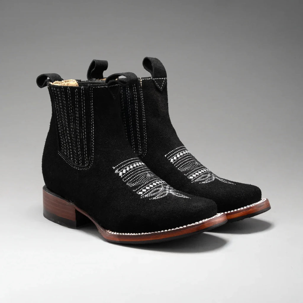 Joe Boots Women”s 723 Nobuck Square Toe Ankle Boots - Black - OriginalWestern.com