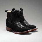 Joe Boots Women”s 723 Nobuck Square Toe Ankle Boots - Black - OriginalWestern.com
