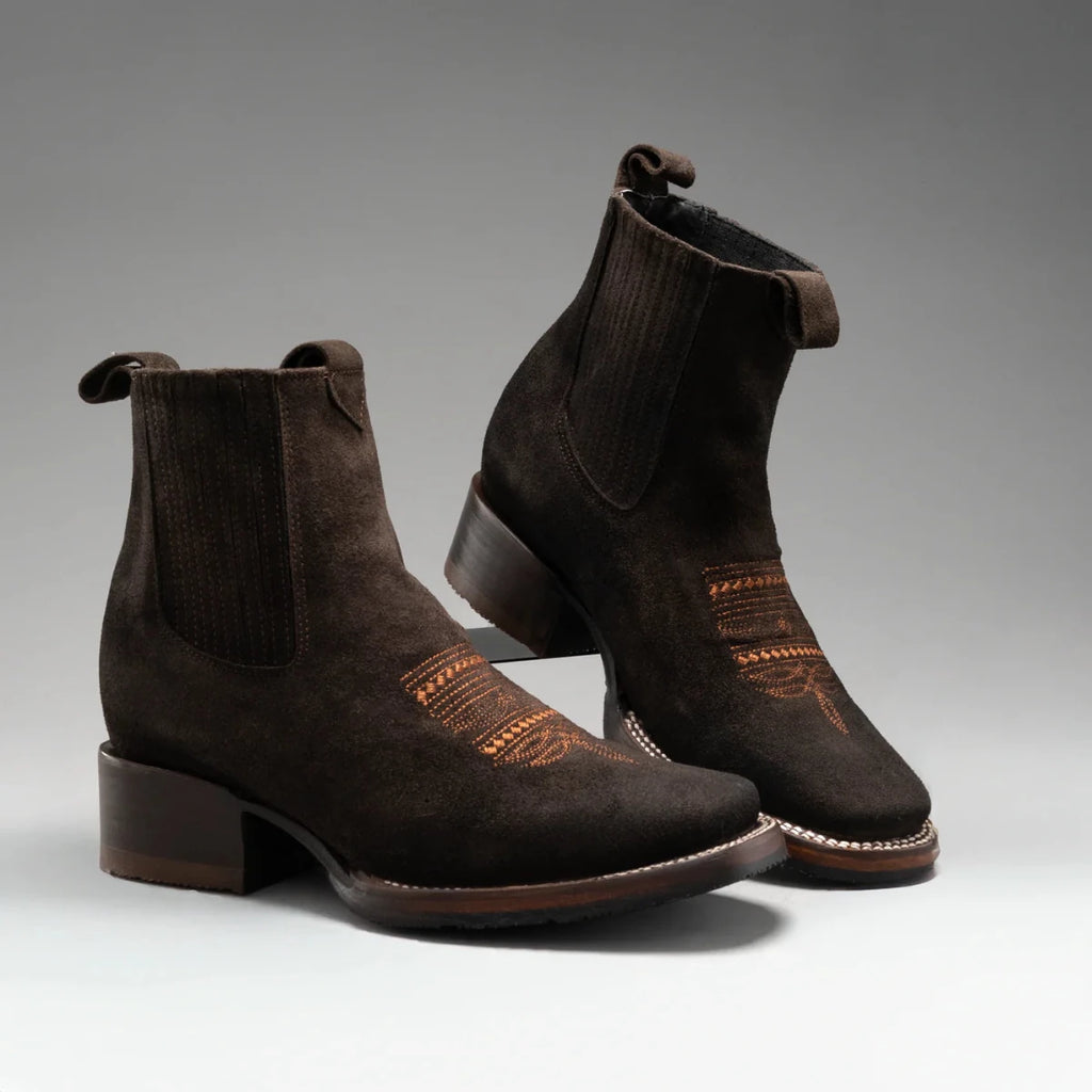 Joe Boots Women”s 723 Nobuck Square Toe Ankle Boots - Brown - OriginalWestern.com