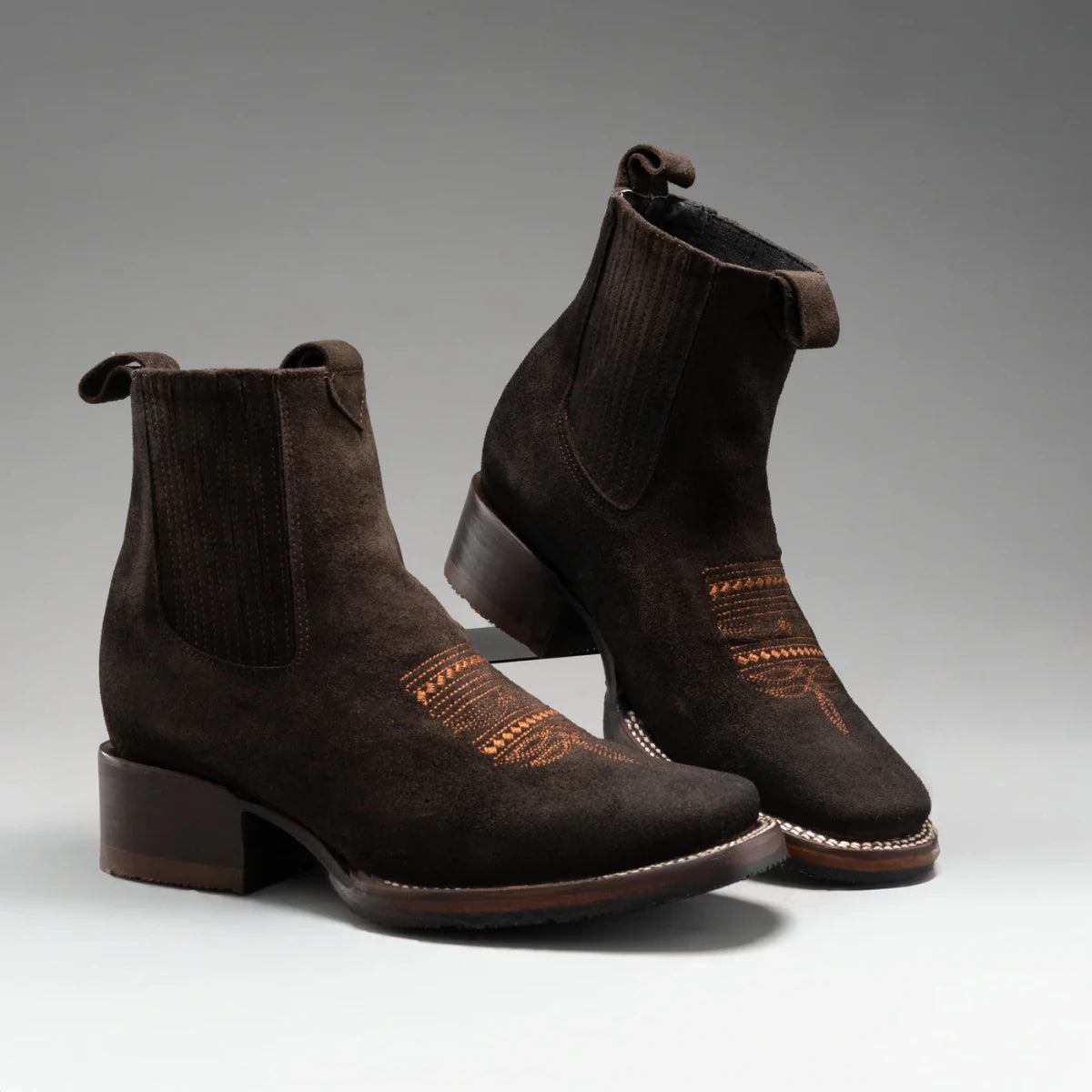 Joe Boots Women”s 723 Nobuck Square Toe Ankle Boots - Brown - OriginalWestern.com