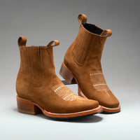 Joe Boots Women”s 723 Nobuck Square Toe Ankle Boots - Gold - OriginalWestern.com