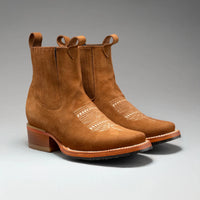 Joe Boots Women”s 723 Nobuck Square Toe Ankle Boots - Gold - OriginalWestern.com