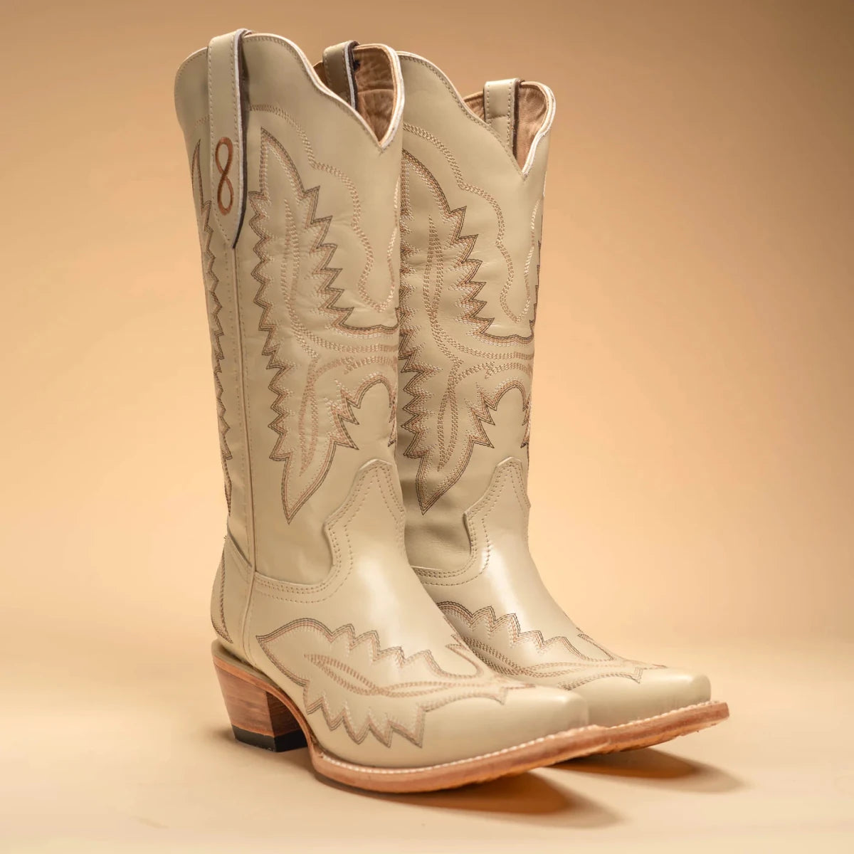 Joe Boots Women”s Amelia Snip Square Toe Cowboy Boots - Bone - OriginalWestern.com