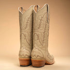 Joe Boots Women”s Amelia Snip Square Toe Cowboy Boots - Bone - OriginalWestern.com
