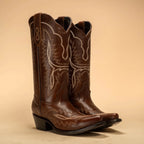 Joe Boots Women”s Amelia Snip Square Toe Cowboy Boots - Brown - OriginalWestern.com