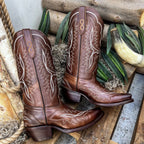 Joe Boots Women”s Amelia Snip Square Toe Cowboy Boots - Brown - OriginalWestern.com
