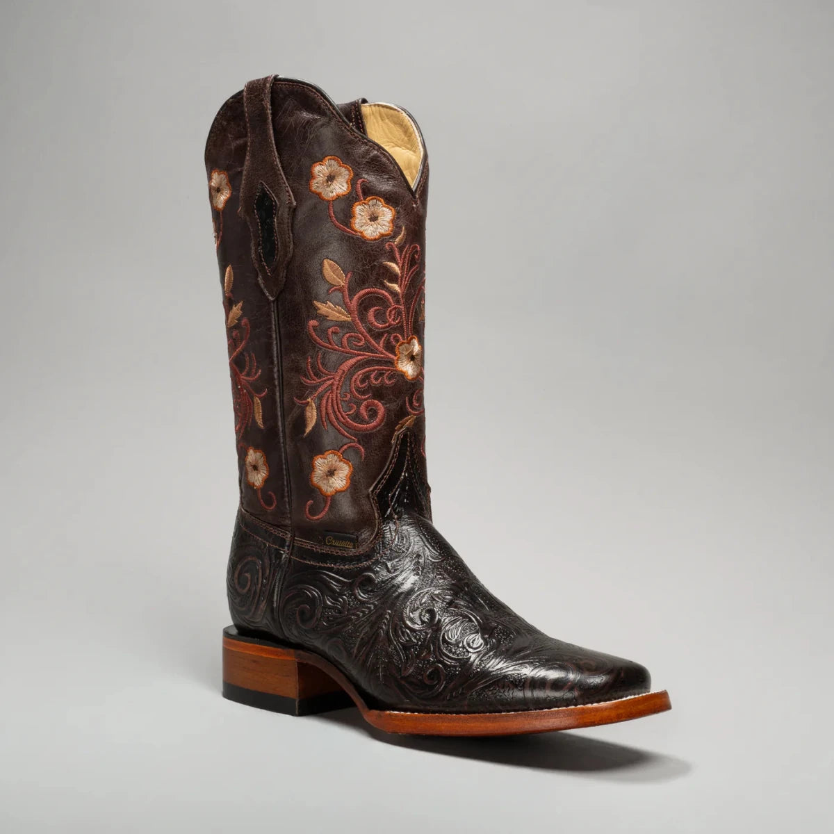 Joe Boots Women's Cincelado Square Toe Cowboy Boots - Brown - OriginalWestern.com