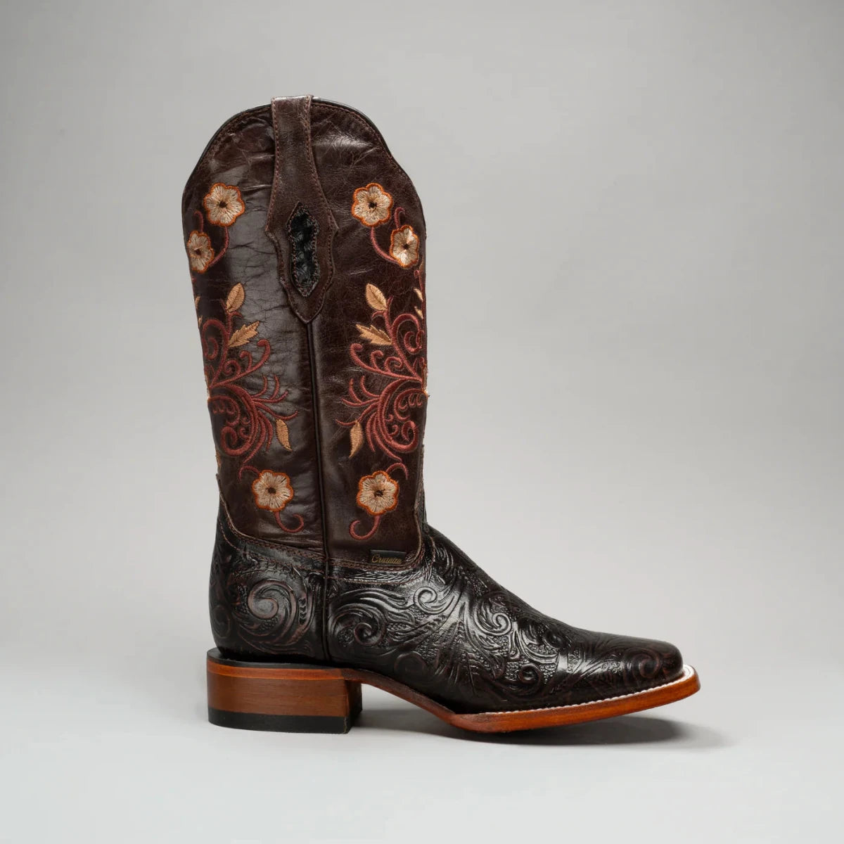 Joe Boots Women's Cincelado Square Toe Cowboy Boots - Brown - OriginalWestern.com