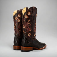 Joe Boots Women's Cincelado Square Toe Cowboy Boots - Brown - OriginalWestern.com