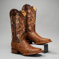 Joe Boots Women's Cincelado Square Toe Cowboy Boots - Oryx - OriginalWestern.com