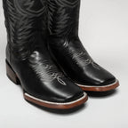 Joe Boots Women's Classic Embroidered JB - 1610 Square Toe Cowboy Boots - Black - OriginalWestern.com