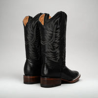 Joe Boots Women's Classic Embroidered JB - 1610 Square Toe Cowboy Boots - Black - OriginalWestern.com