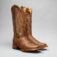 Joe Boots Women's Classic Embroidered JB16 - 10 Square Toe Cowboy Boots - Brown - OriginalWestern.com