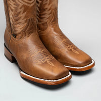 Joe Boots Women's Classic Embroidered JB16 - 10 Square Toe Cowboy Boots - Brown - OriginalWestern.com
