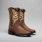 Joe Boots Women's Embroidered JB14 - 01 Square Toe Cowboy Ankle Boots - Sand - OriginalWestern.com