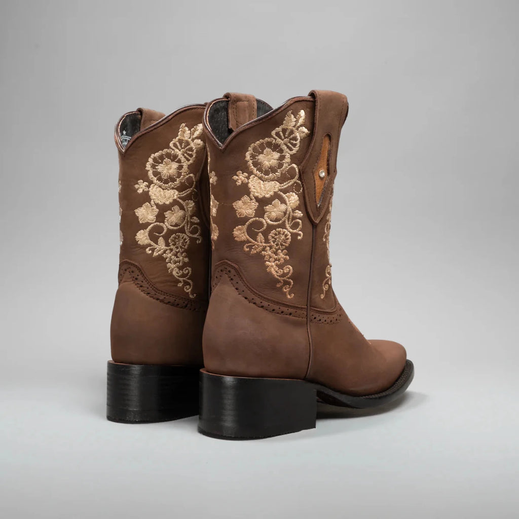 Joe Boots Women's Embroidered JB14 - 01 Square Toe Cowboy Ankle Boots - Sand - OriginalWestern.com