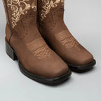 Joe Boots Women's Embroidered JB14 - 01 Square Toe Cowboy Ankle Boots - Sand - OriginalWestern.com