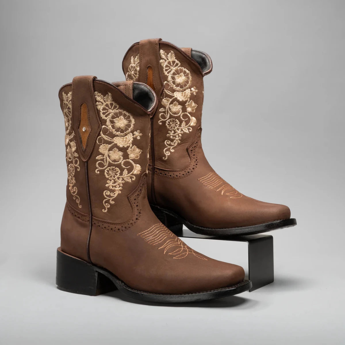 Joe Boots Women's Embroidered JB14 - 01 Square Toe Cowboy Ankle Boots - Sand - OriginalWestern.com