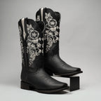 Joe Boots Women's Embroidered JB15 - 01 Square Toe Cowboy - Black - OriginalWestern.com