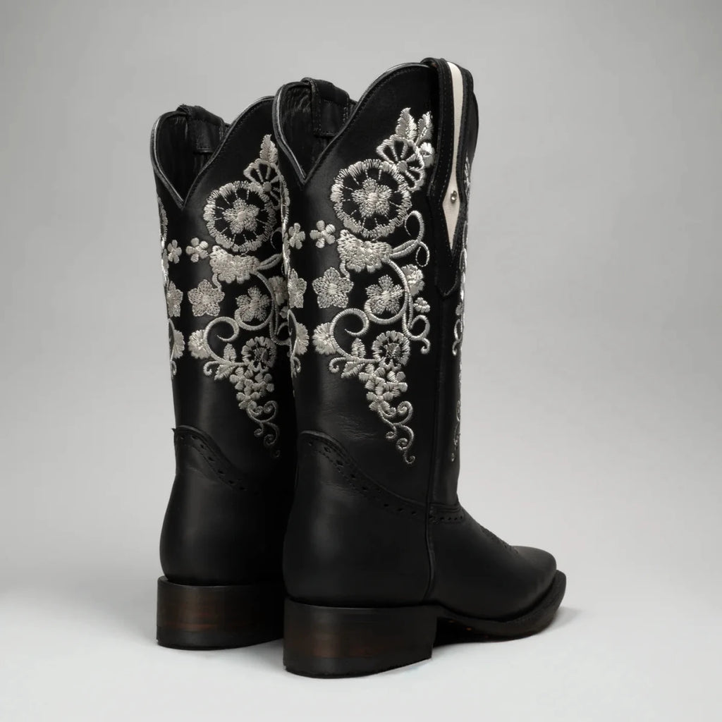 Joe Boots Women's Embroidered JB15 - 01 Square Toe Cowboy - Black - OriginalWestern.com