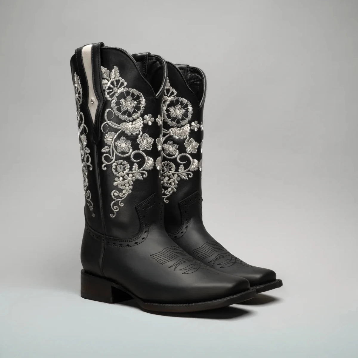 Joe Boots Women's Embroidered JB15 - 01 Square Toe Cowboy - Black - OriginalWestern.com