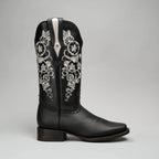 Joe Boots Women's Embroidered JB15 - 01 Square Toe Cowboy - Black - OriginalWestern.com