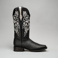 Joe Boots Women's Embroidered JB15 - 01 Square Toe Cowboy - Black - OriginalWestern.com