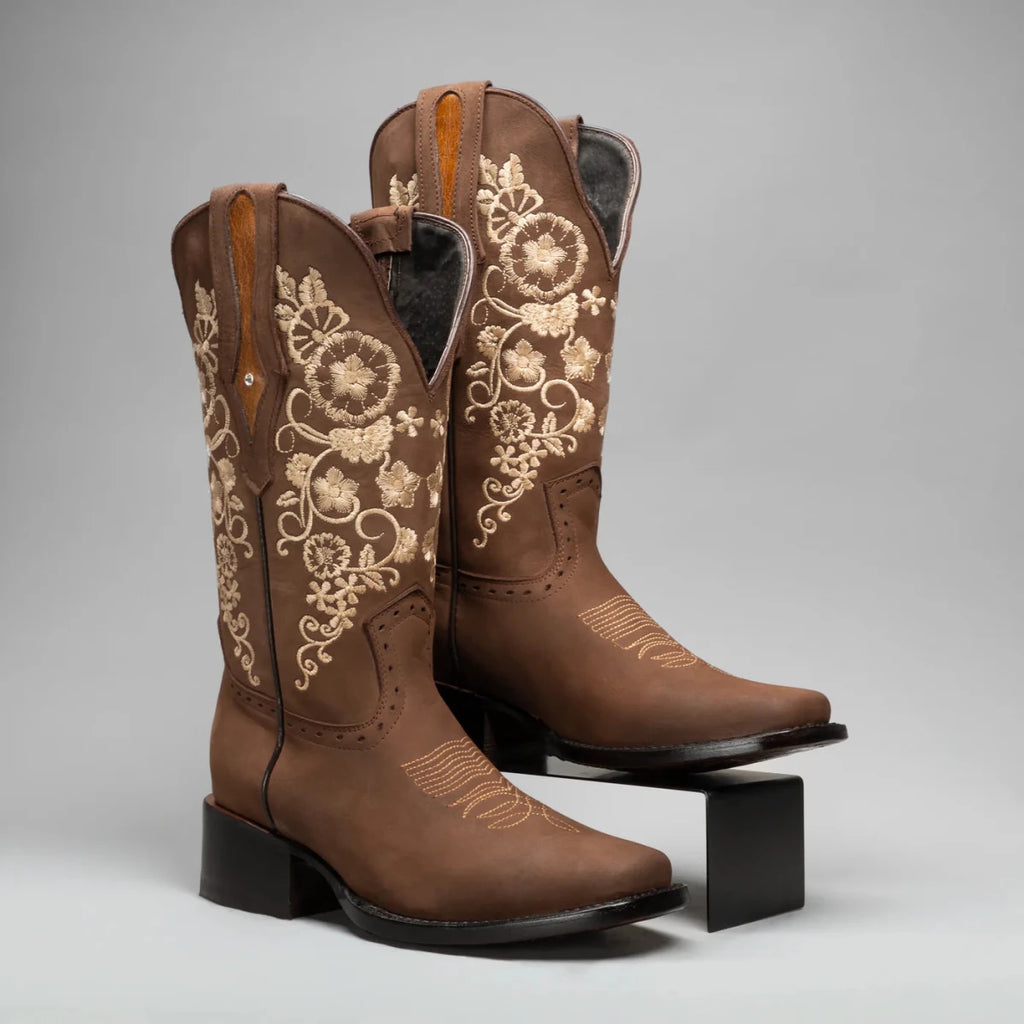 Joe Boots Women's Embroidered JB15 - 01 Square Toe Cowboy - Sand - OriginalWestern.com