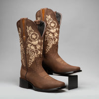 Joe Boots Women's Embroidered JB15 - 01 Square Toe Cowboy - Sand - OriginalWestern.com