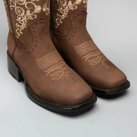 Joe Boots Women's Embroidered JB15 - 01 Square Toe Cowboy - Sand - OriginalWestern.com