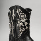 Joe Boots Women”s Embroidered Square Toe Cowboy Boots and Belt Combo - Black - OriginalWestern.com