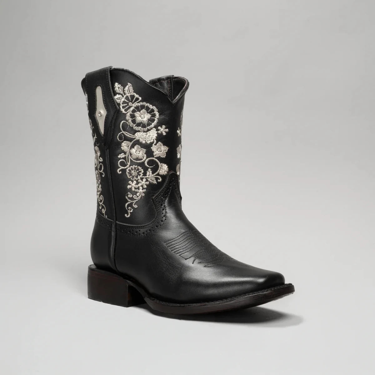 Joe Boots Women”s Embroidered Square Toe Cowboy Boots and Belt Combo - Black - OriginalWestern.com