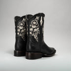 Joe Boots Women”s Embroidered Square Toe Cowboy Boots and Belt Combo - Black - OriginalWestern.com