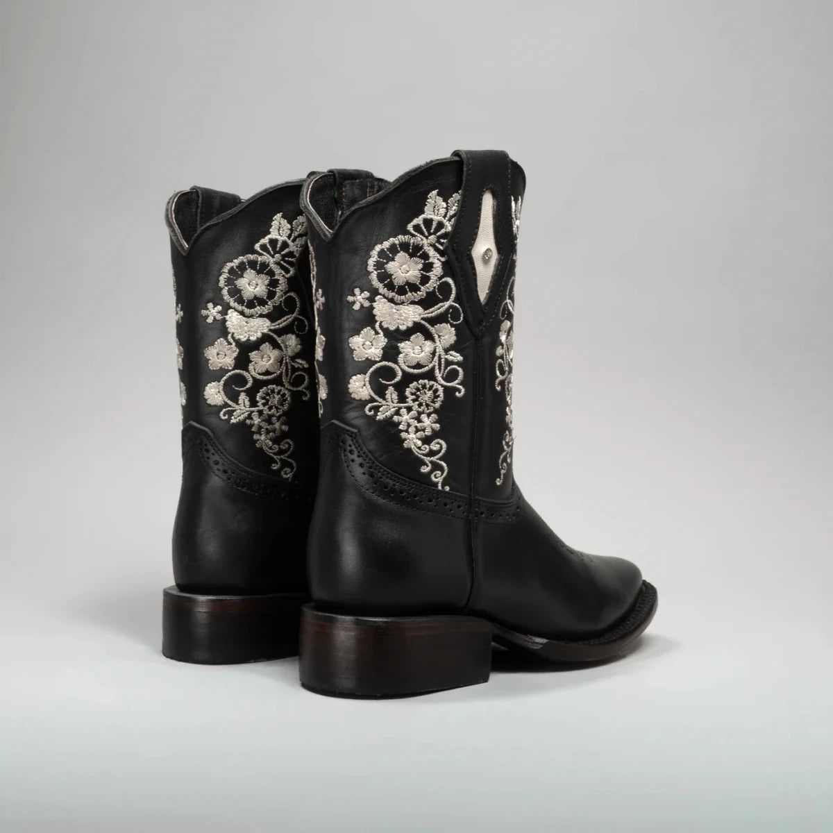 Joe Boots Women”s Embroidered Square Toe Cowboy Boots and Belt Combo - Black - OriginalWestern.com