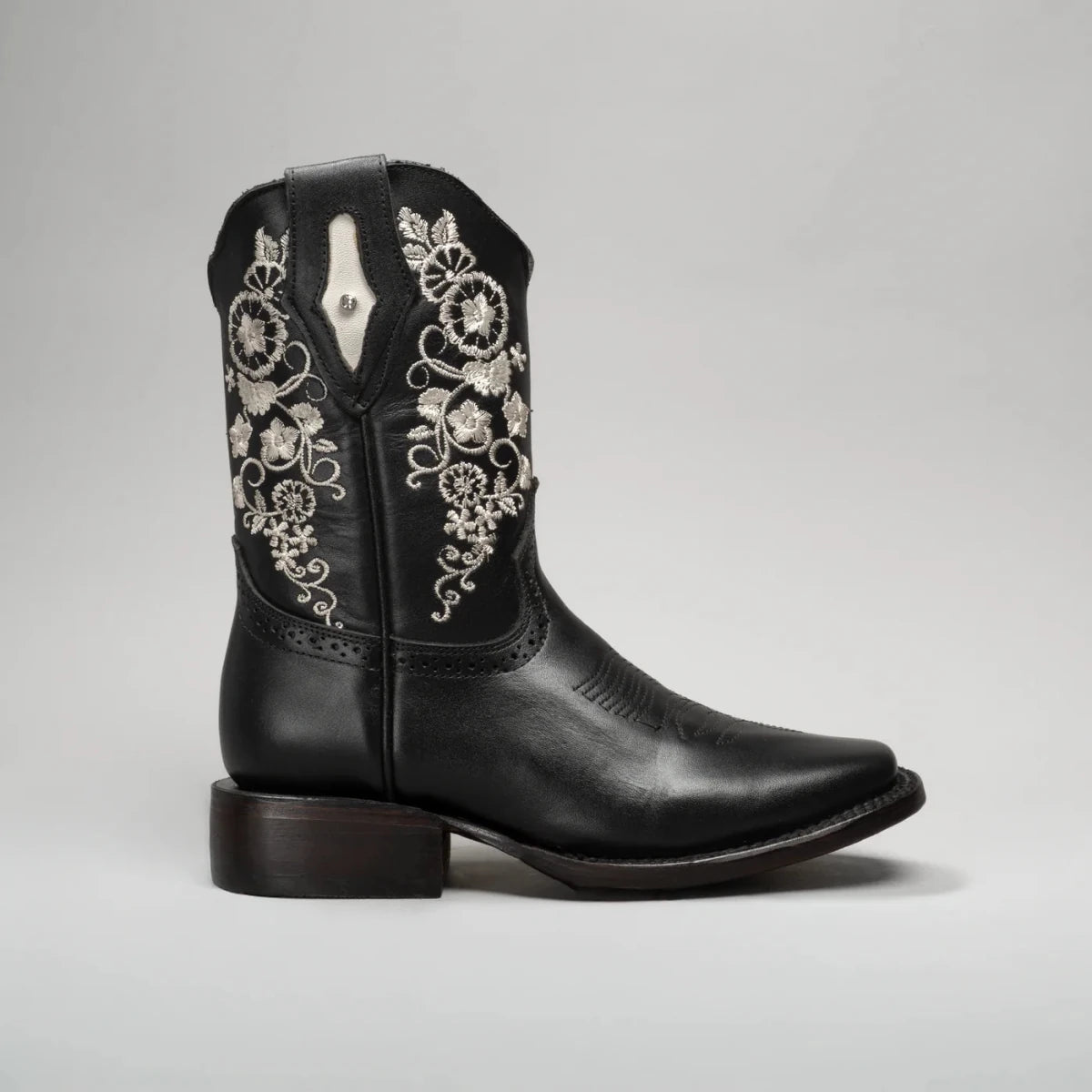 Joe Boots Women”s Embroidered Square Toe Cowboy Boots and Belt Combo - Black - OriginalWestern.com