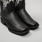 Joe Boots Women”s Embroidered Square Toe Cowboy Boots and Belt Combo - Black - OriginalWestern.com