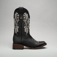 Joe Boots Women”s Embroidered Square Toe Cowboy Boots - Black - OriginalWestern.com