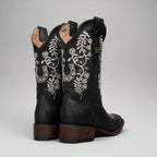 Joe Boots Women”s Embroidered Square Toe Cowboy Boots - Black - OriginalWestern.com