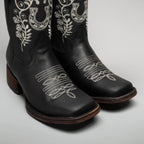 Joe Boots Women”s Embroidered Square Toe Cowboy Boots - Black - OriginalWestern.com