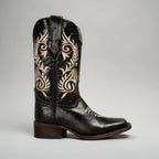 Joe Boots Women”s Embroidered Square Toe Cowboy Boots - Moka - OriginalWestern.com