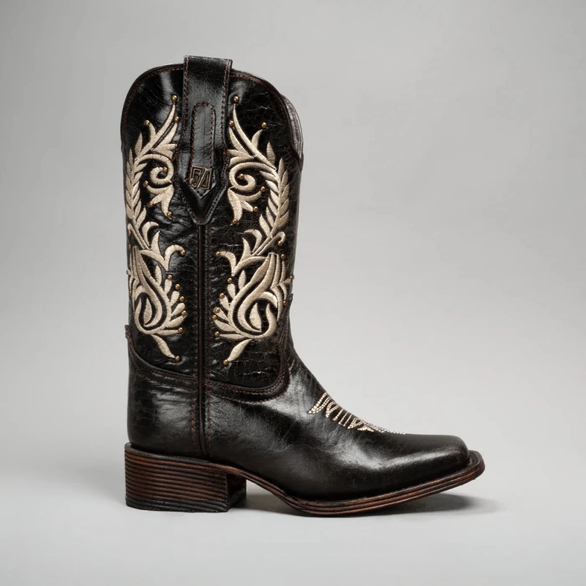 Joe Boots Women”s Embroidered Square Toe Cowboy Boots - Moka - OriginalWestern.com