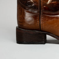 Joe Boots Women”s Embroidered Square Toe Cowboy Boots - Tan - OriginalWestern.com
