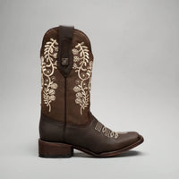 Joe Boots Women”s Embroidered Square Toe Cowboy Boots - Tobacco - OriginalWestern.com