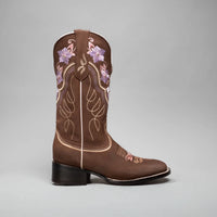 Joe Boots Women”s Jazmin Square Toe Cowboy Boots - Sand - OriginalWestern.com